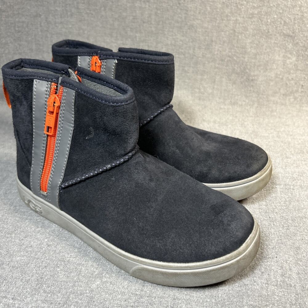 Kids UGGS Hightops Blue Suede w/grey and orange accents. Size 3 Double Zipper!!
